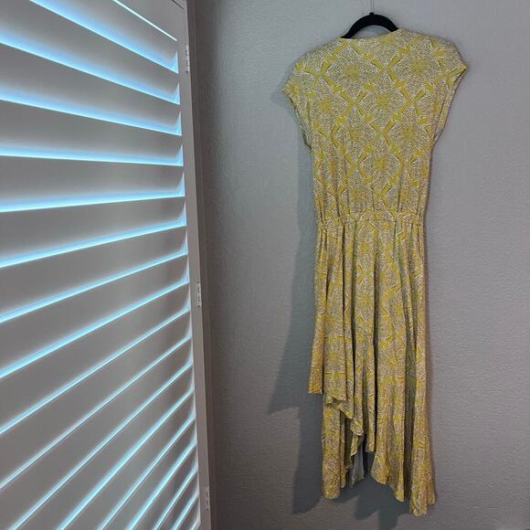 Anthropologie Maeve Fete in Yellow Motif Handkerchief Midi Dress Size XS Stretch - Picture 4 of 10
